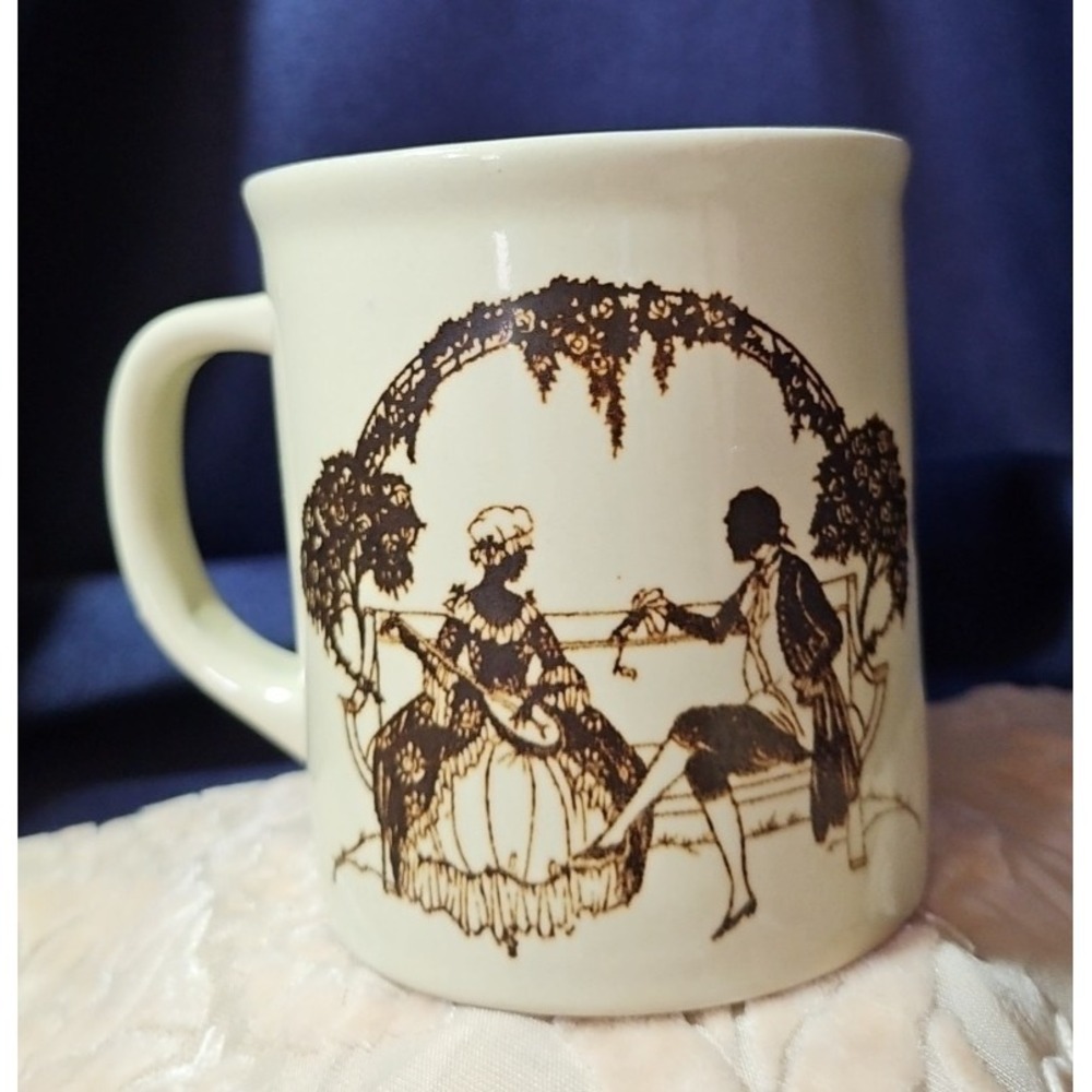 Vintage Japan Brown Transferware Sihouette Art Mug